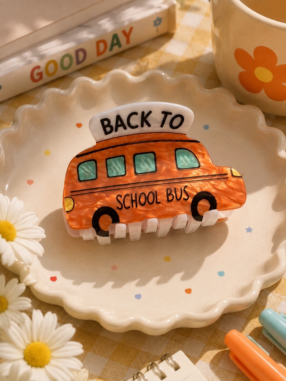 Back to School Bus Hair Claw Clip – Teacher / School Aesthetic New